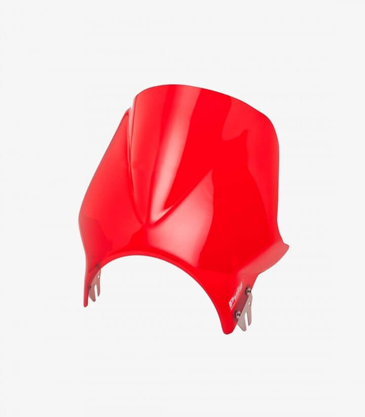 Puig Windy Red Short Windshield for Round Headlight