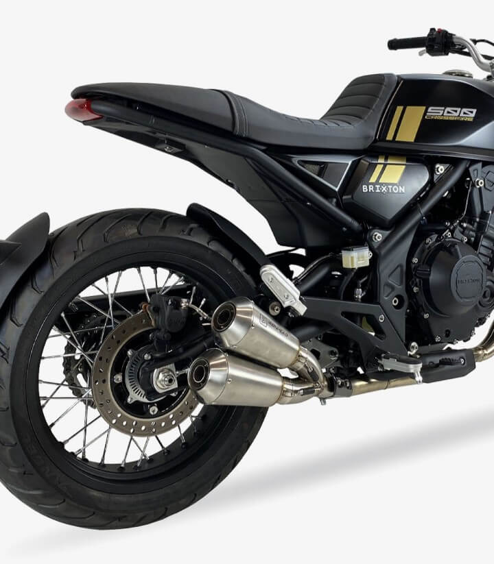 Auspuff Ironhead OVC13 für Brixton Crossfire 500 X in der Farbe Stahl