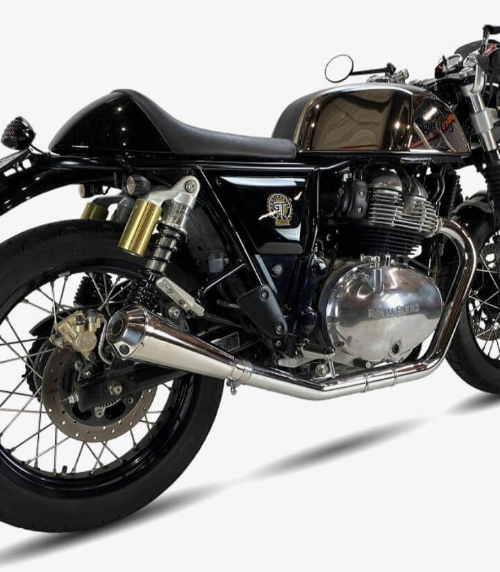 Auspuff Ironhead OVC11SSS für Royal Enfield Continental GT/Interceptor 650 in der Farbe Stahl