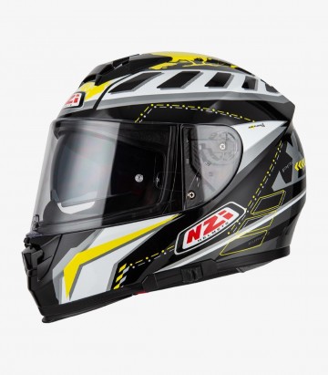 Casco Integral NZI Eurus 2 Project Negro, blanco y amarillo mate