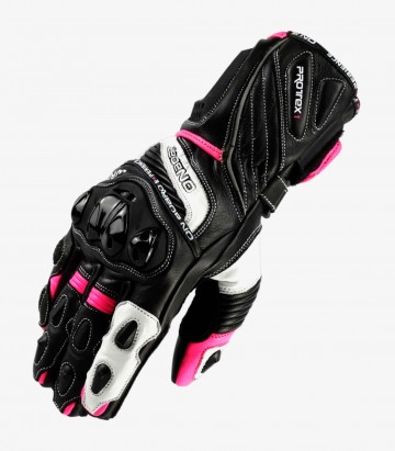 Racing Women's Gloves WRX-1 Lady from On Board color Black / White / Fluor Pink