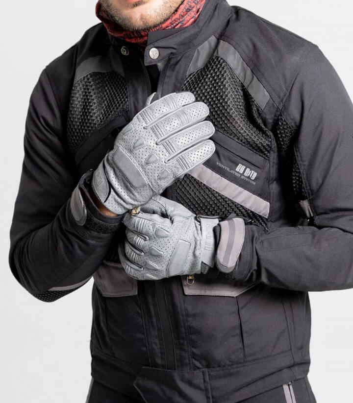 Handschuhe Pilot II von By City für den Sommer für Herren Farbe Grau
