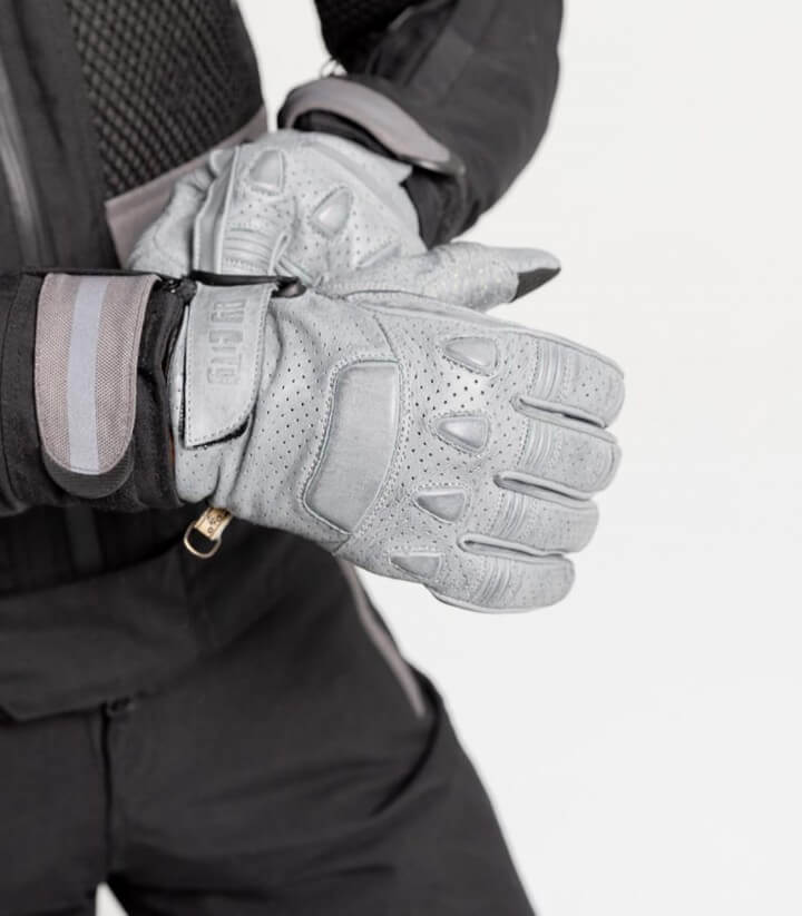 Handschuhe Pilot II von By City für den Sommer für Herren Farbe Grau