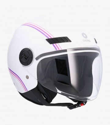 Shiro SH-62 Kioto Burgee white, purple & pink Open face Helmet