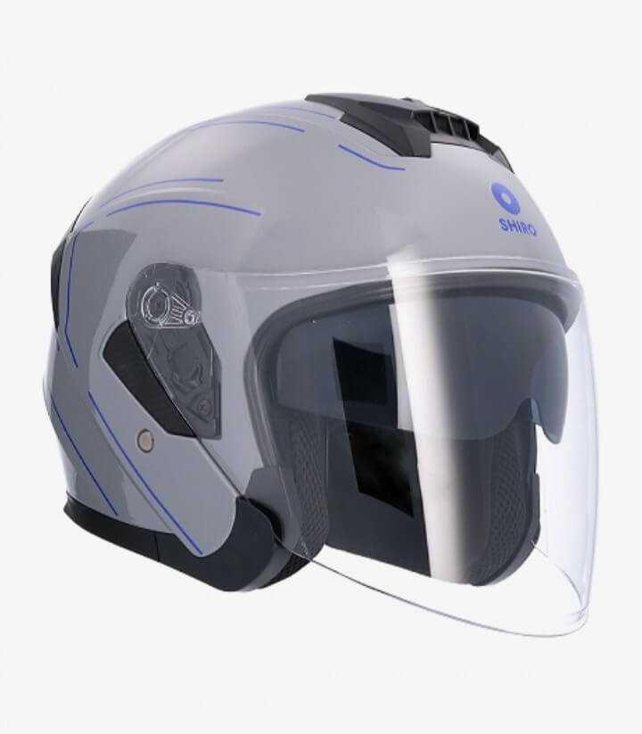 Shiro SH-451 Osaka Laser asphalt & blue Open face Helmet
