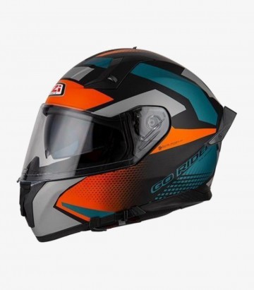 NZI Go Rider Quadri Black&Orange&Green Matt Full Face Helmet
