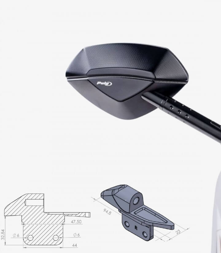 Adapter-Set Spiegel Verkleidung Puig 9574N+9573N für Yamaha TMAX 530/560 (12-21)
