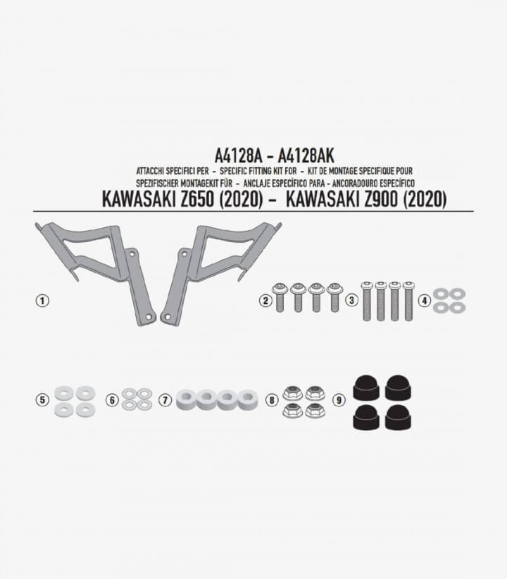 Montagesatz A4128A für Givi Windschild 4128S und 1176A