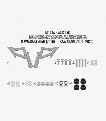 Montagesatz A4128A für Givi Windschild 4128S und 1176A