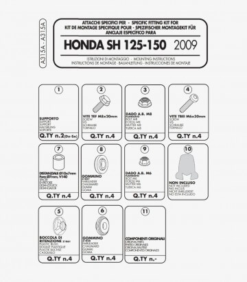 Mounting kit A315A for 311A and 313A Givi windshield