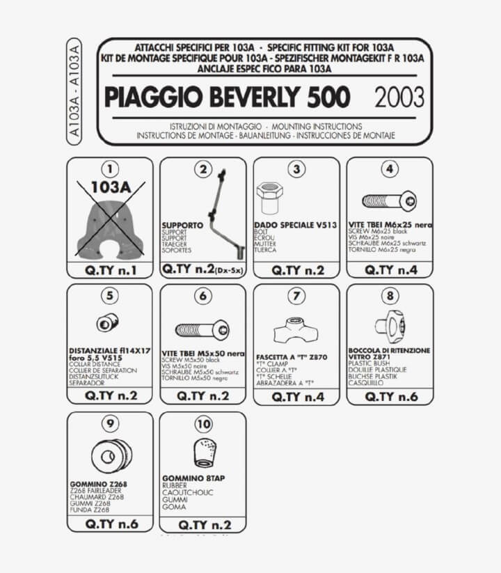 Kit montaje A103A para cúpula Givi 103A