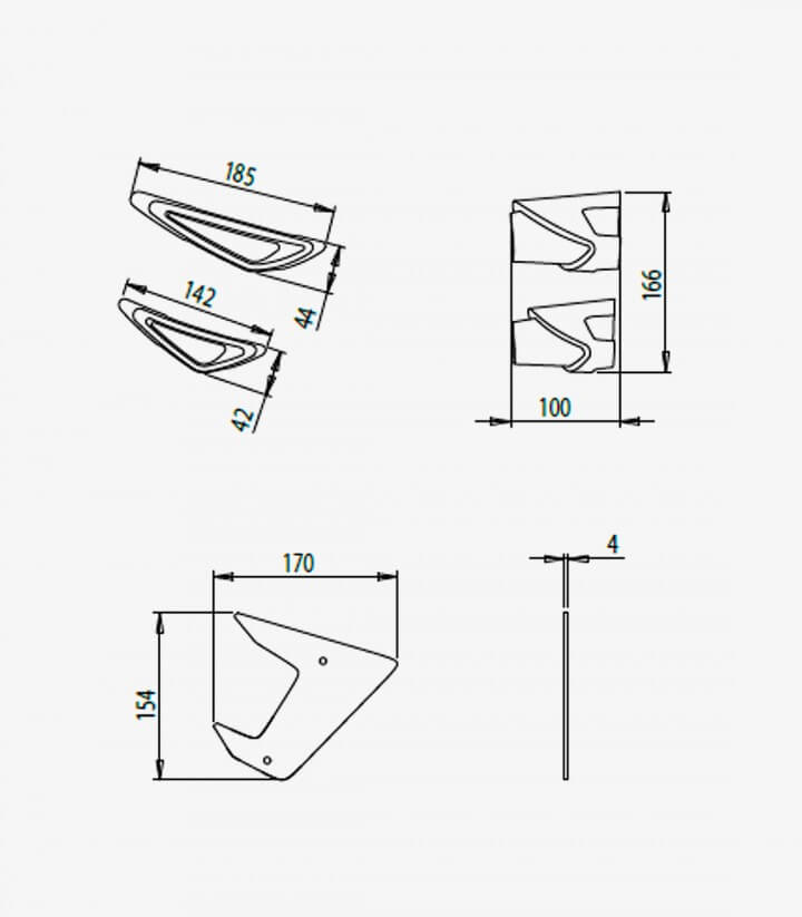 Winglets seitlich Naked 20380R Puig Yamaha MT-09 (17-20) Rot