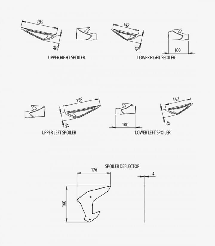 Winglets seitlich Naked 20832R Puig Kawasaki Z H2 (20-26) Rot