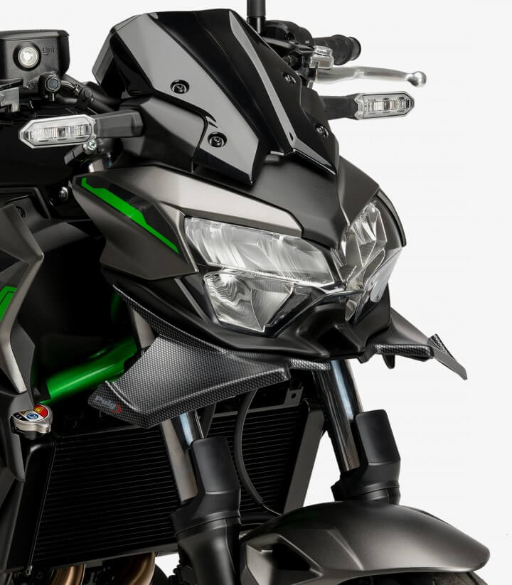 Naked frontal winglets 21134C for Kawasaki Z650 Carbon simile by Puig