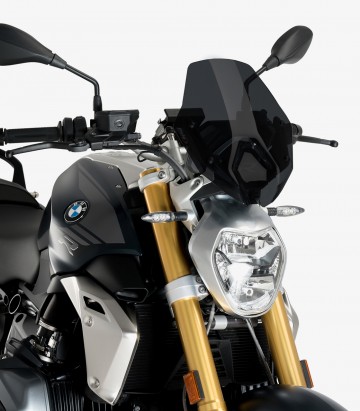 BMW R1250R (2018 - 2024) with OEM BMW bracket Puig New Generation Sport Dark smoked Windshield 3623F