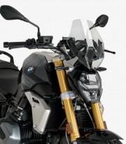 BMW R1250R (2018 - 2024) with OEM BMW bracket Puig New Generation Sport Transparent Windshield 3623W