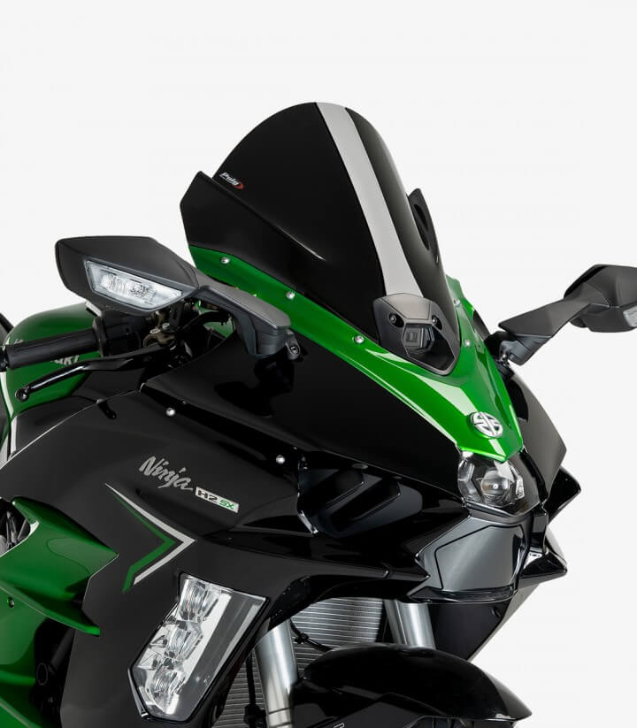 Windschild Puig Z-Racing Kawasaki Ninja H2 SX (23-26) Schwarz 21714N