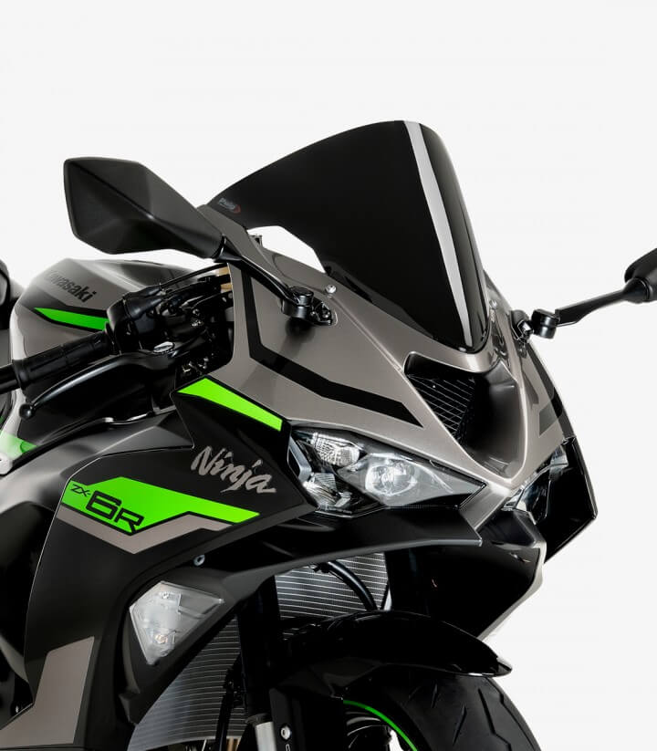 Windschild Puig R-Racer Kawasaki ZX-6R Ninja (24-26) Schwarz 21832N