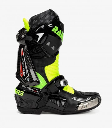 Botas de moto unisex Rainers 999 GP Carbono negro y fluor 999GPCARBONOF