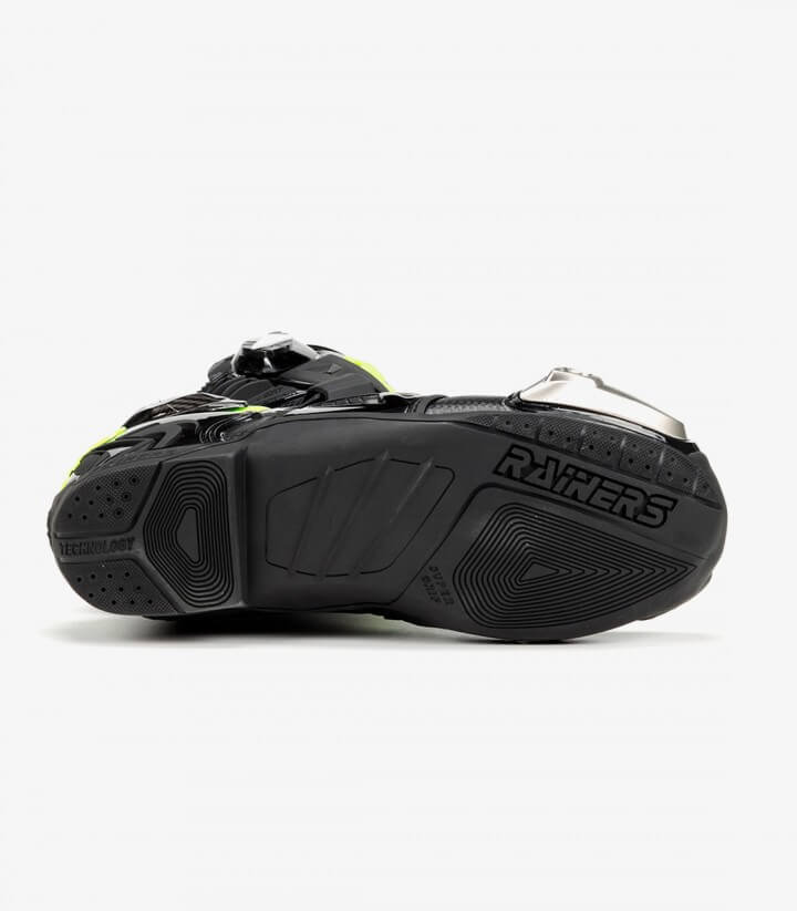 Botas de moto unisex Rainers 999 GP Carbono negro y fluor 999GPCARBONOF