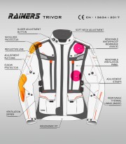 Trivor blue & grey unisex Winter motorcycle Jacket by Rainers