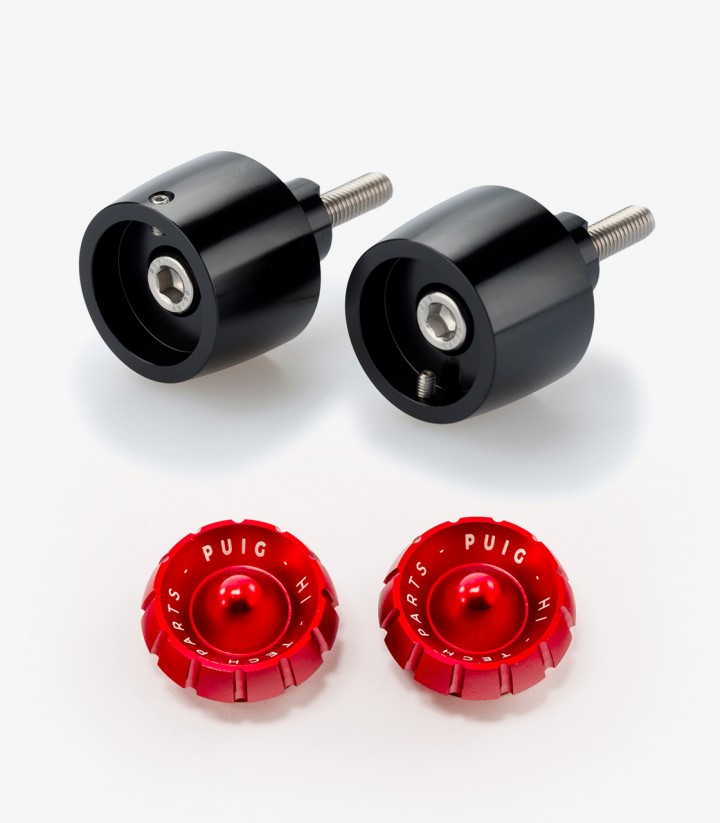 Puig Thruster 20442N+9420R Bar Ends in Red for Kawasaki Ninja 650, Z650, Ninja 7 Hybrid