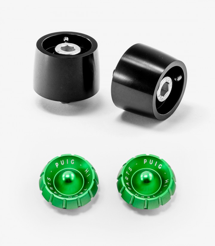 Contrapesos Thruster Puig color Verde para Kawasaki ER-6, Ninja, Versys, Vulcan S y otros modelos