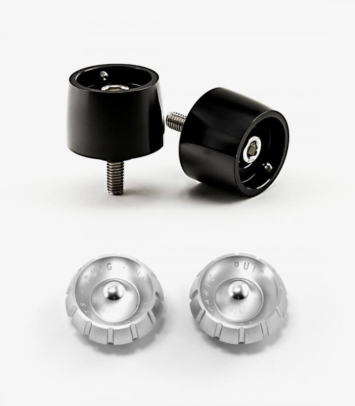 Puig Lenkerendgewichte Thruster 9874N+9420P in Silber für Yamaha YZF-R1/R1 Race (15-26), YZF-R6/R6 Race (17,21-24), YZF-R7 (22-2