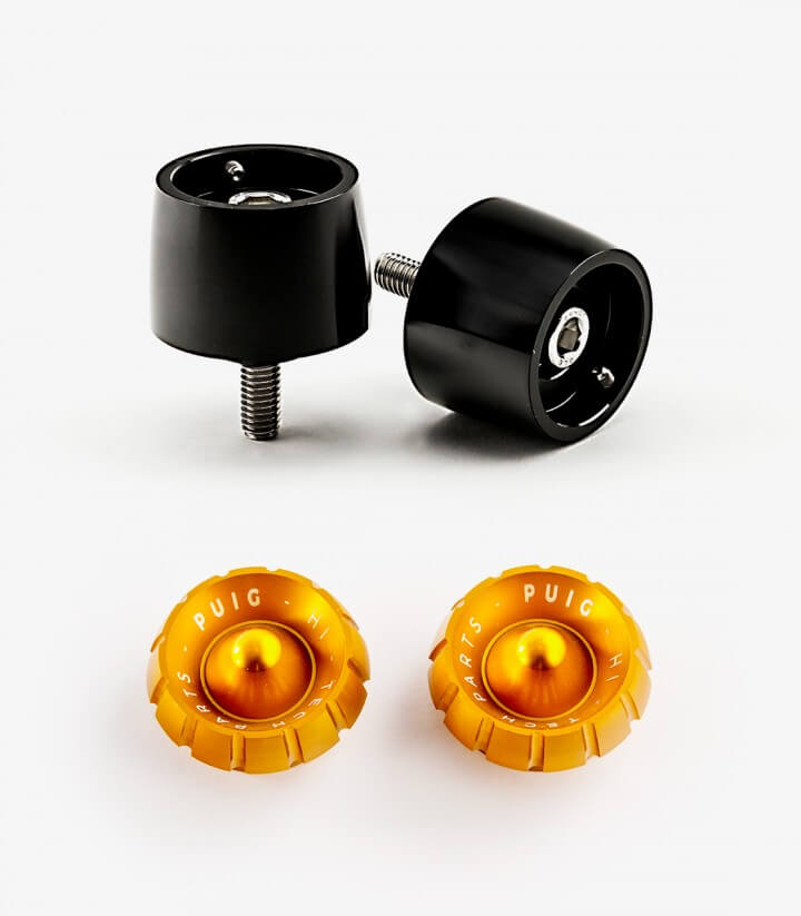 Puig Lenkerendgewichte Thruster 9874N+9420O in Gold für Yamaha YZF-R1/R1 Race (15-26), YZF-R6/R6 Race (17,21-24), YZF-R7 (22-26)