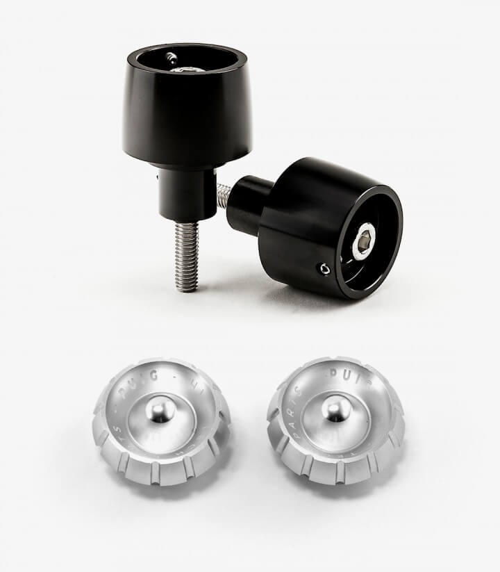 Puig Lenkerendgewichte Thruster 9877N+9420P in Silber für several Kawasaki models