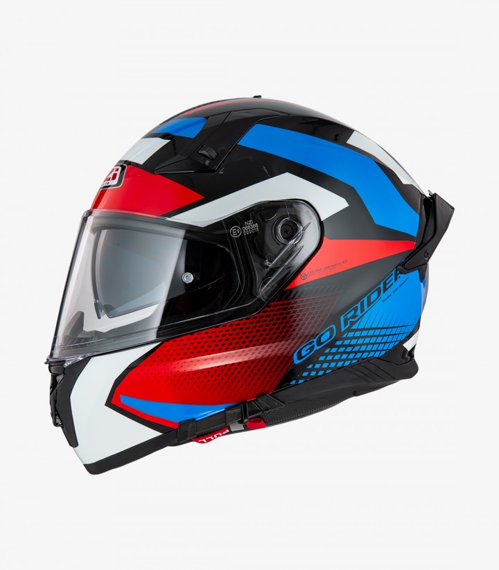 Casco Integral NZI Go Rider Stream Quadri Negro, rojo, azul