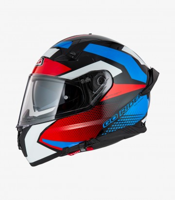 Integralhelm NZI Go Rider Stream Quadri Schwarz, Rot, Blau