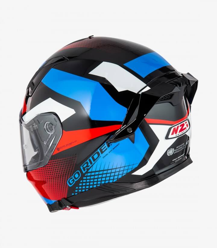 Casco Integral NZI Go Rider Stream Quadri Negro, rojo, azul
