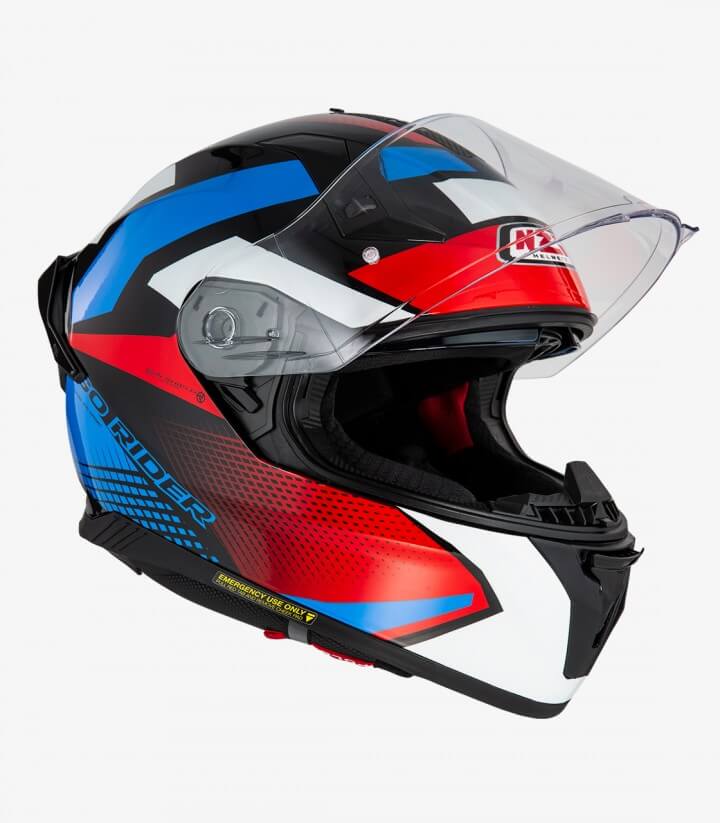 Integralhelm NZI Go Rider Stream Quadri Schwarz, Rot, Blau