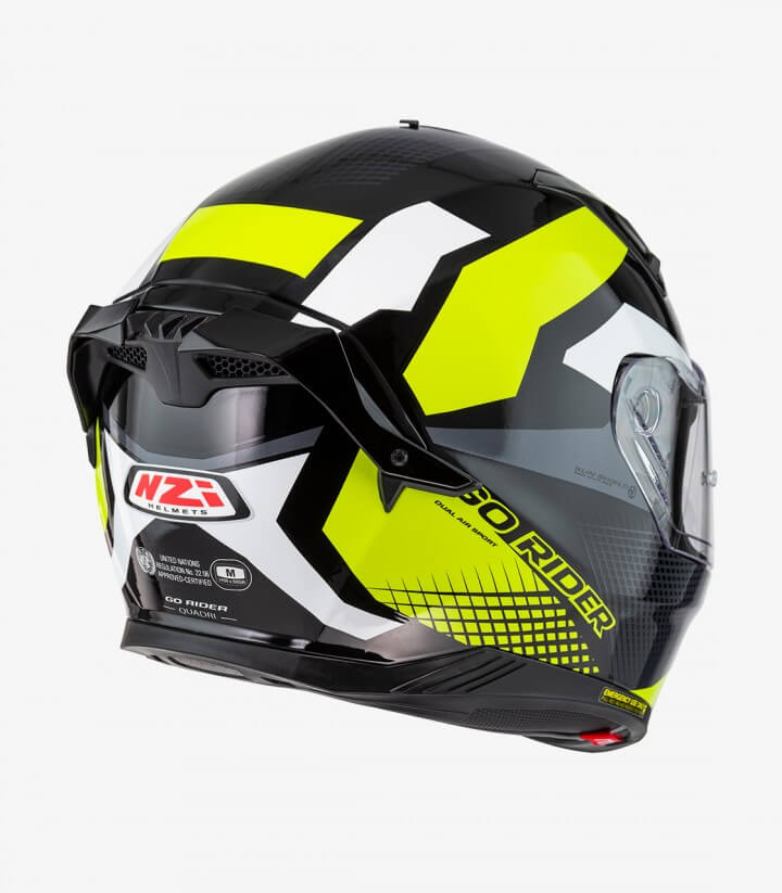 Integralhelm NZI Go Rider Stream Quadri Schwarz, Grau, Gelb