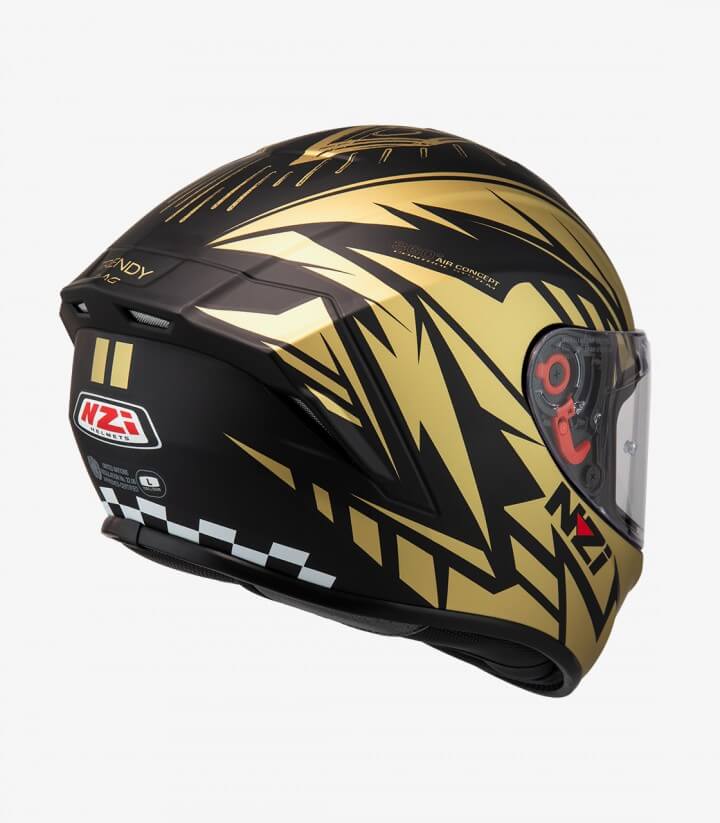 Integralhelm NZI Trendy 2 Flag Schwarz, Gold matt