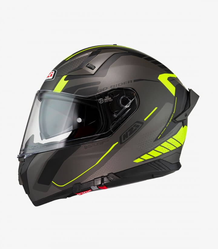 Casco Integral NZI Go Rider Motion Negro, antracita y amarillo mate