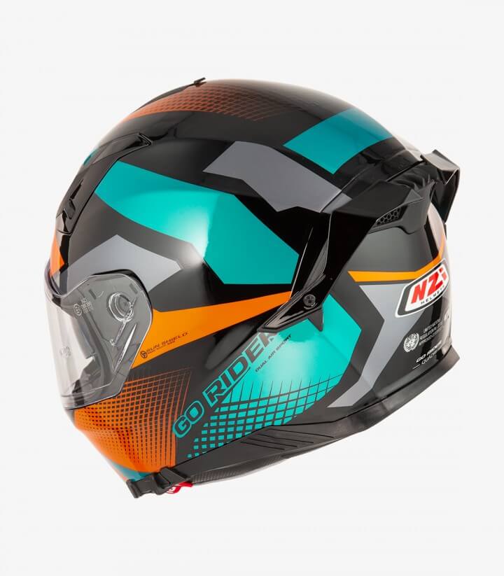 NZI Go Rider Quadri Black&Orange&Green Matt Integralhelm
