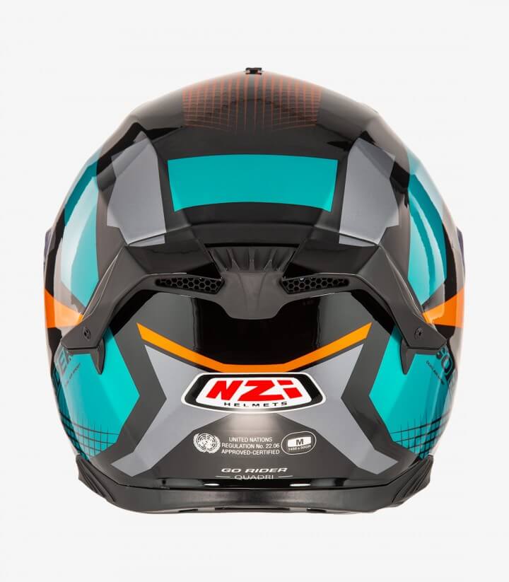 Casco Integral NZI Go Rider Quadri Negro, naranja y verde mate