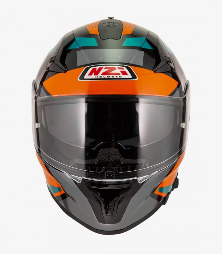 Casco Integral NZI Go Rider Quadri Negro, naranja y verde mate