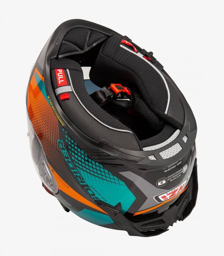 Casco Integral NZI Go Rider Quadri Negro, naranja y verde mate