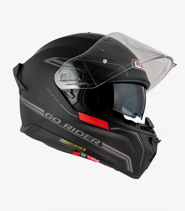 Integralhelm NZI Go Rider Schwarz und Rot matt