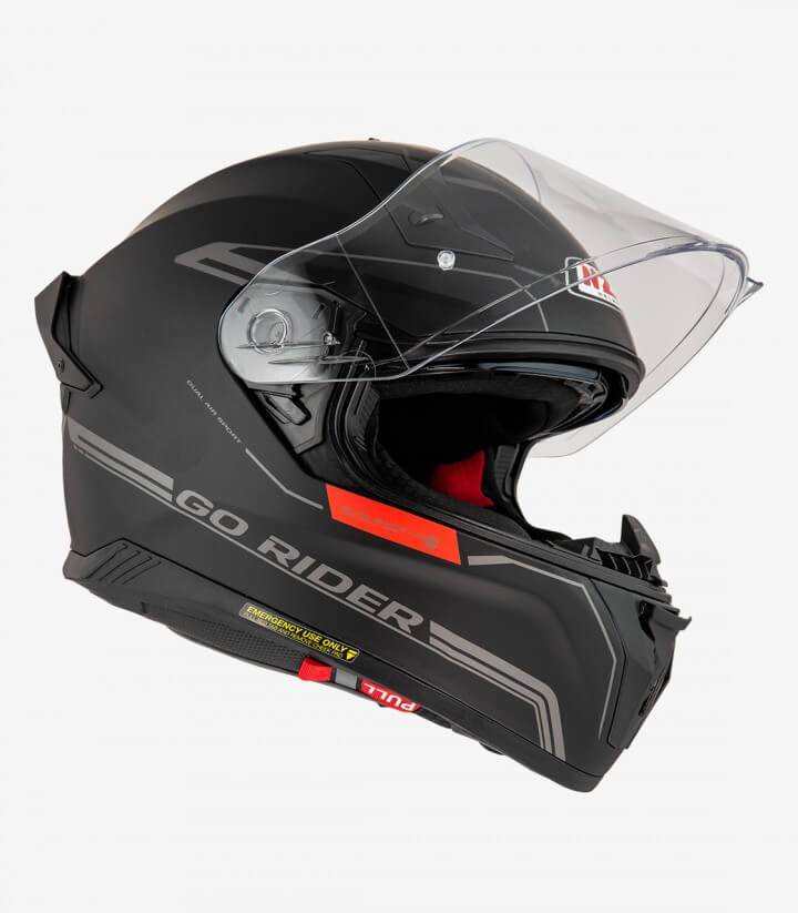 Integralhelm NZI Go Rider Schwarz und Rot matt