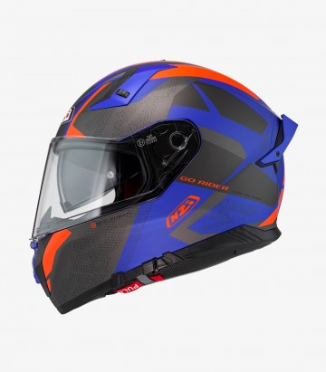 Integralhelm NZI Go Rider Trident Blau, Anthrazit und Mattorange