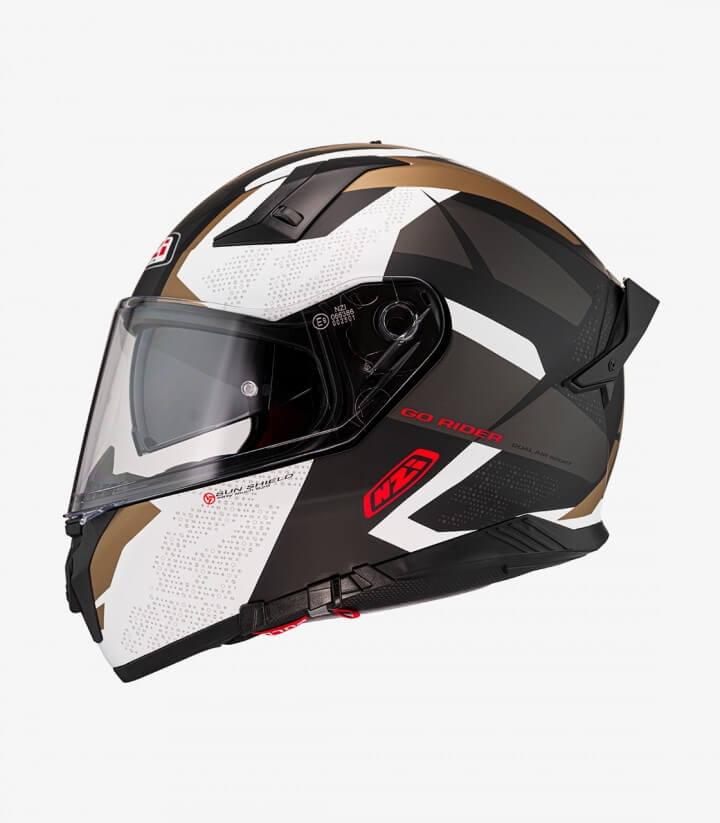 Integralhelm NZI Go Rider Trident Schwarz, Grau und Mattgold