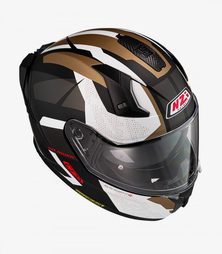 Casco Integral NZI Go Rider Trident Negro, gris y oro mate