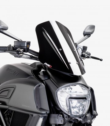 Ducati Diavel Puig Naked Touring Adjustable Black Windshield 7570N