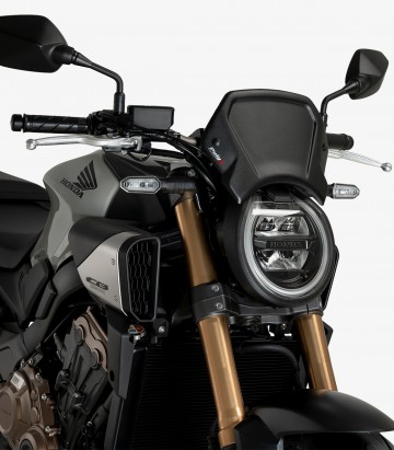 Black-Painted Front Aluminum Plate Puig Honda CB650R Neo Sports Cafe (24-25) 21963N