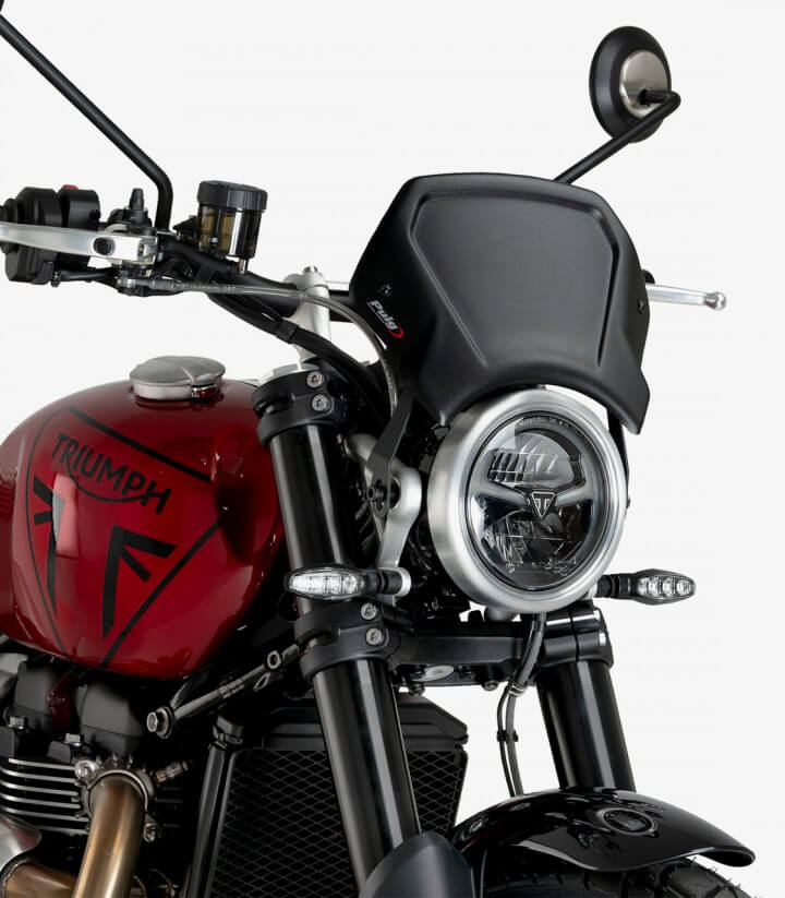 Placa frontal de aluminio pintada en negro Puig Triumph Scrambler 1200X (24-25) 22224N