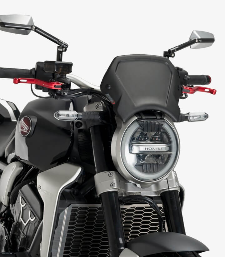 Black-Painted Front Aluminum Plate Puig Honda CB1000/650R Neo Sports Cafe (18-23) 9803N